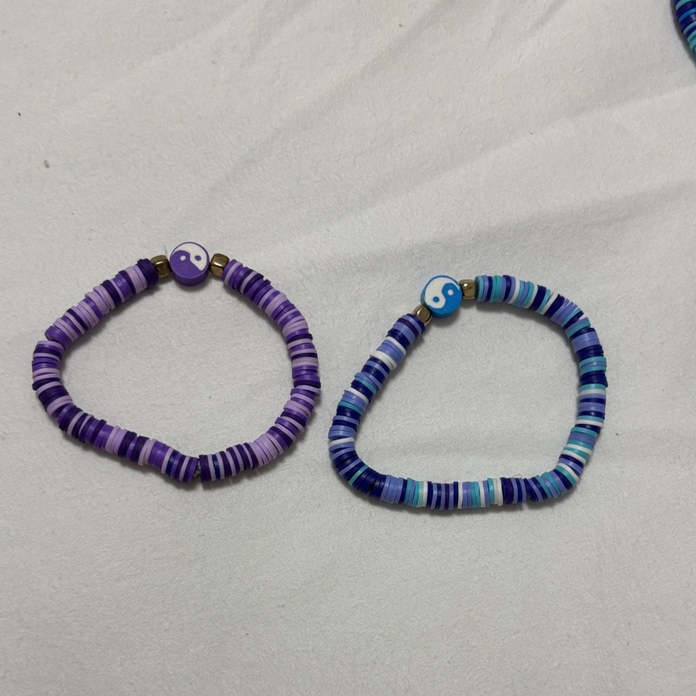 Purple and Blue Yin Yang Beaded Bracelets